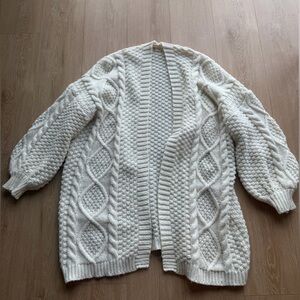 Altar’d State Chunky Cream Cable Knit Open-Front Cardigan